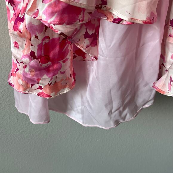 Banana Republic Pink Silk Midi Dress Size 4 Floral Romantic Barbie Barbiecore - Picture 9 of 11